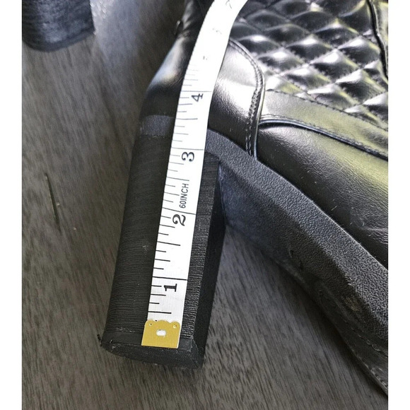 Guess Quilted Platform Heel Shoes Combat Goth Chunky Witchy Boots Black 8 M Y2K - Picture 6 of 11